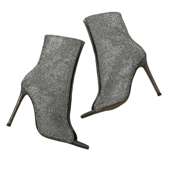 Steve Madden Finley-R Rhinestone Embellished Peep Toe Stiletto Boots Size 5.5 - Picture 2 of 11